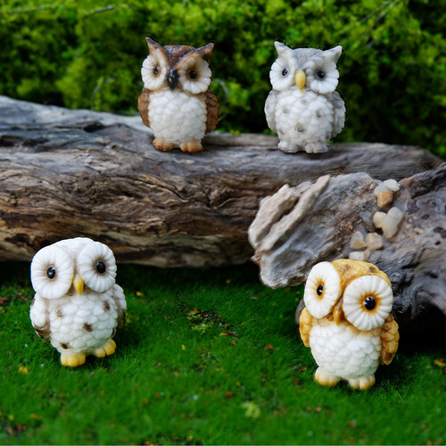 Owl resin small ornaments micro landscape decoration landscaping bonsai green plants creative cross-border gifts crafts moss