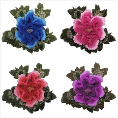 3D Encrypted Stereo Embroidered Peony Fabric Patch Computer Embroidered Fashion Accessory Hat and Bag Embroidery Patch