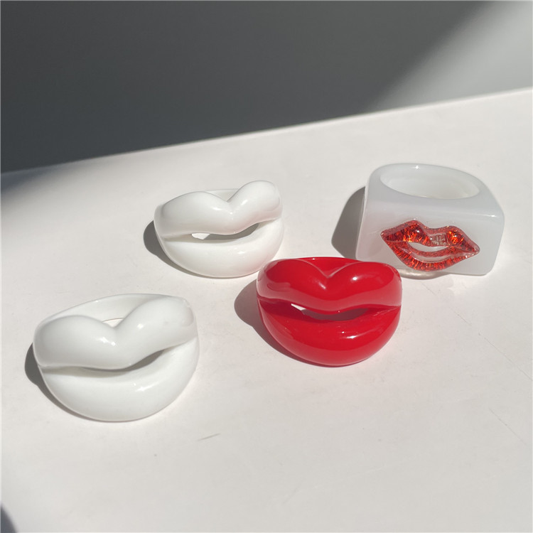 6g Weight Rings Classification One Size Ring Size 1 Piece Quantity 1 Piece Personality Funny Lips Resin Women's Rings