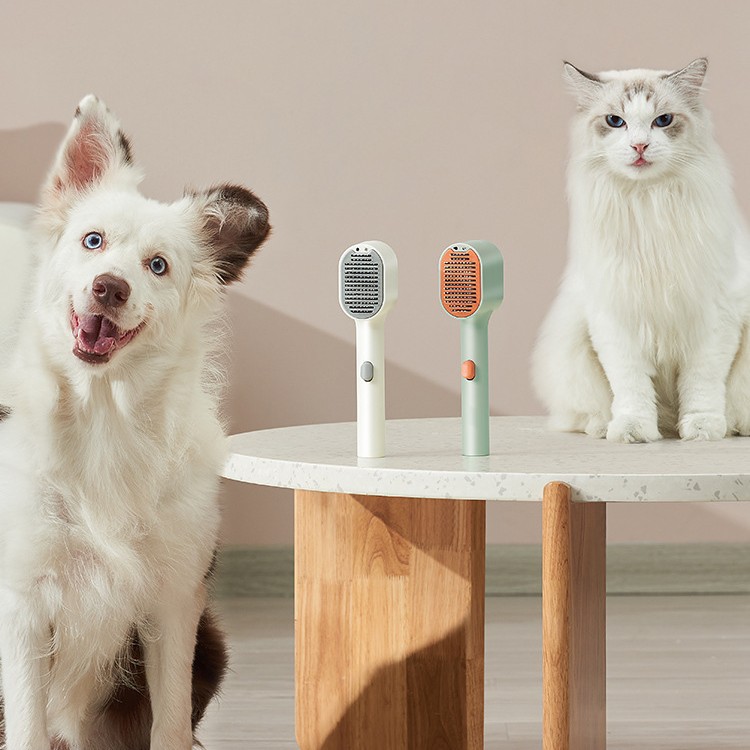 Peine de masaje de iones negativos para mascotas para eliminar la vibración electrostática SPA cuidado del cabello UV detección de ácaros de luz púrpura aguja curva no daña la piel