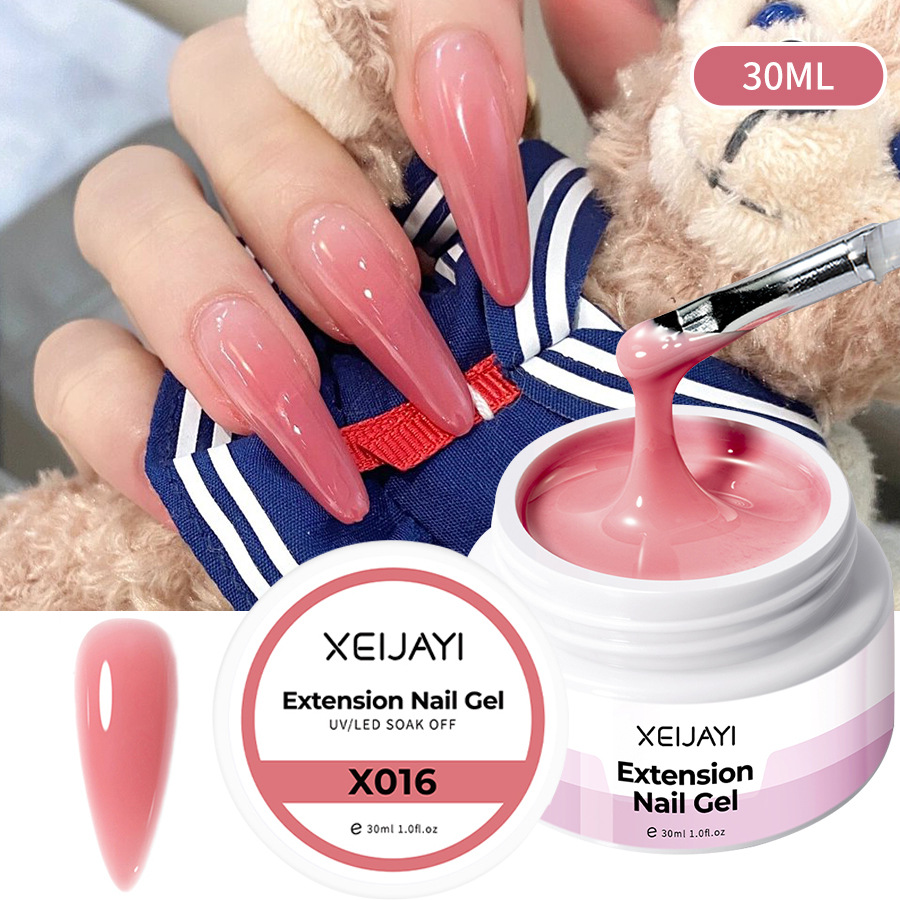 Pegamento de esmalte de uñas al por mayor Poly Gel Crystal pegamento de extensión 30ml pegamento de fototerapia bandeja sin papel Jelly Glue para salón de uñas