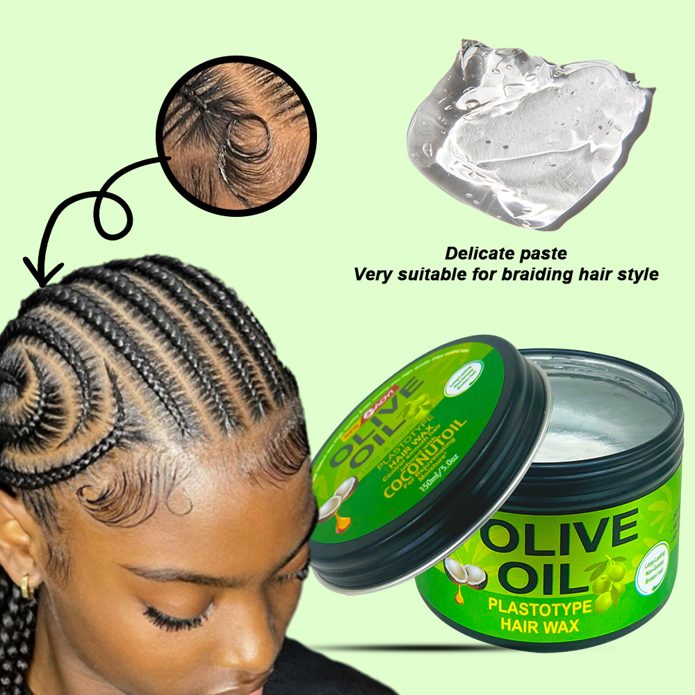 Cera de cabello transfronteriza, aceite de oliva, modelado, moldeo, esponjoso, humectante, control de bordes duradero, barro de cabello al por mayor.