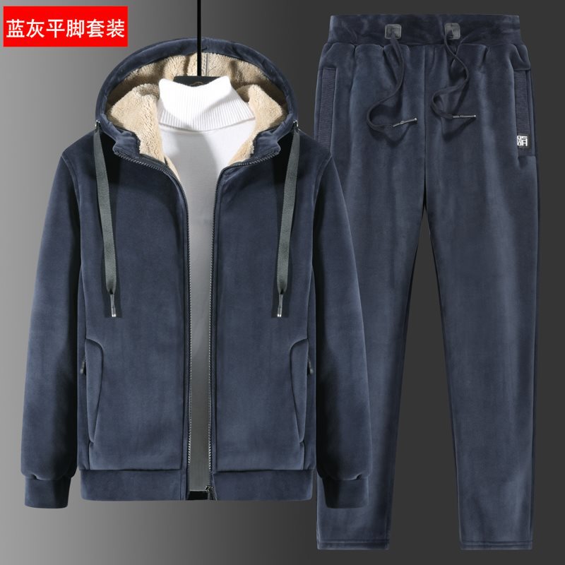 【.L-8Xl】Autumn and Winter Popular Casual Sports Suit with Silver Fox Velvet and Composite Lamb Fleece, Plus Extra Fleece 【.L-8Xl】Autumn and Winter Popular Casual Sports Suit with Silver Fox Velvet and Composite Lamb Fleece, Plus Extra Fleece