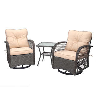 Cross-border Open-air Balcony Small Table and Chair Rattan Chair Tea Table Three-piece Set Outdoor Courtyard Simple Casual Table and Chair Combination