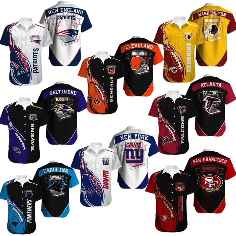American 32 team NFL rugby dolphins Patriot all-series Hawaii summer 3D digital printing short sleeve shirt