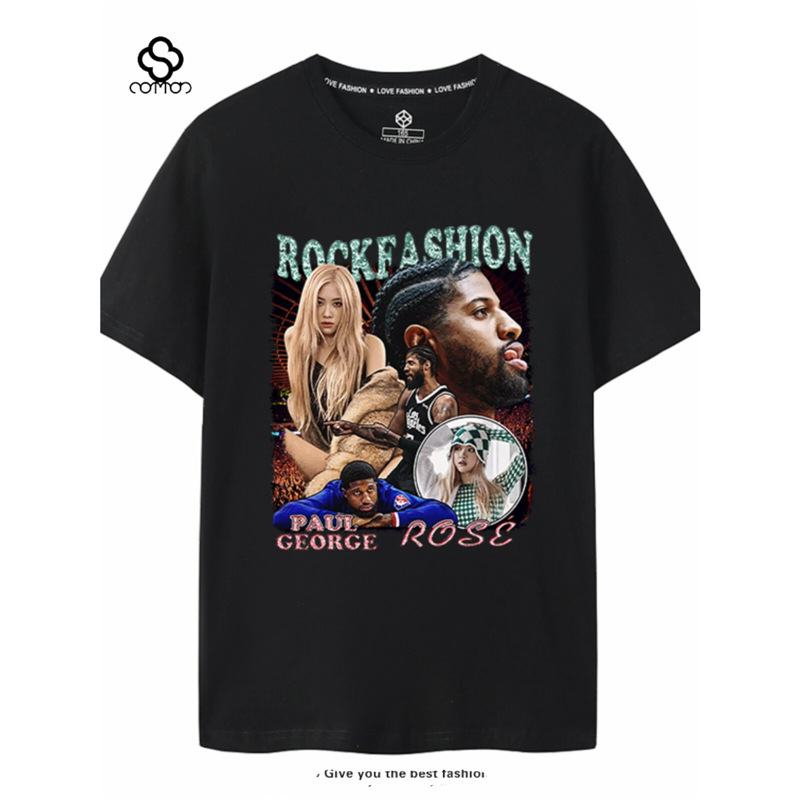 Clippers basketball Paul George T-shirt for men, Curry, Leonard, Haliburton, short-sleeved, European and American style, trendy, plus size for big guys