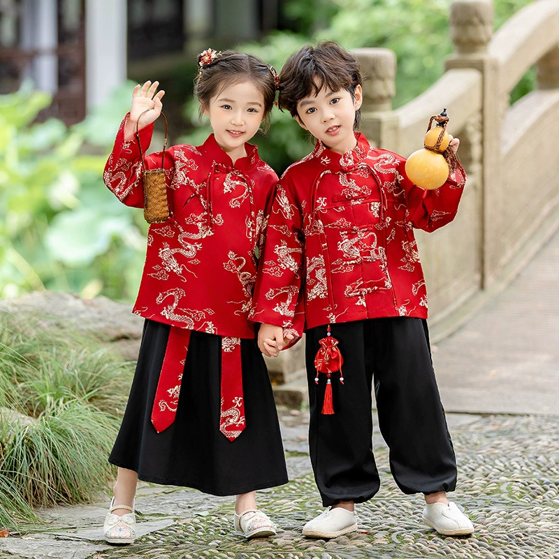 Детский костюм Hanfu Мальчик Костюм Девочка Танская Весенняя Осень Детская Новый Китайский Стиль Детский Сад Середина Середина Середины Осени