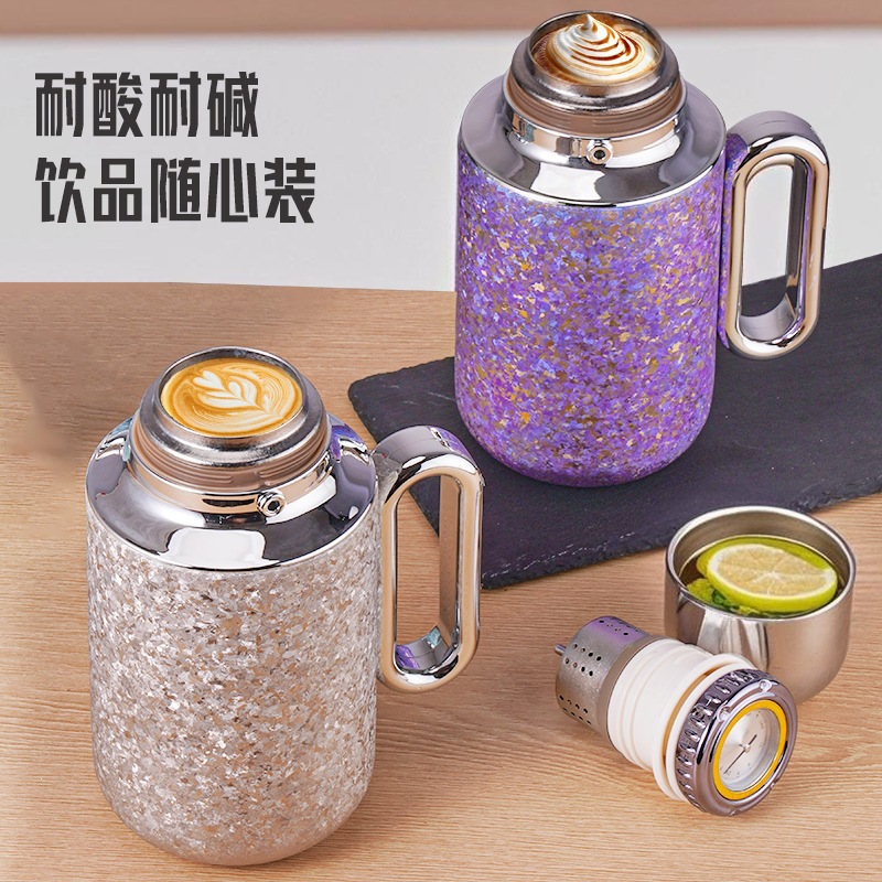 Temperatura mecánica de hervir tetera doméstica de gran capacidad, mango portátil, taza de aislamiento térmico, titanio puro de alta calidad, recipiente de aislamiento térmico de regalo