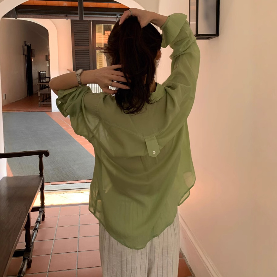 Liquidación Sin devoluciones ni cambios Camisa de manga larga para mujer con protección solar, fibra de lyocell Tencel Dopamine de verano, agradable al tacto con la piel, 8316. image 3