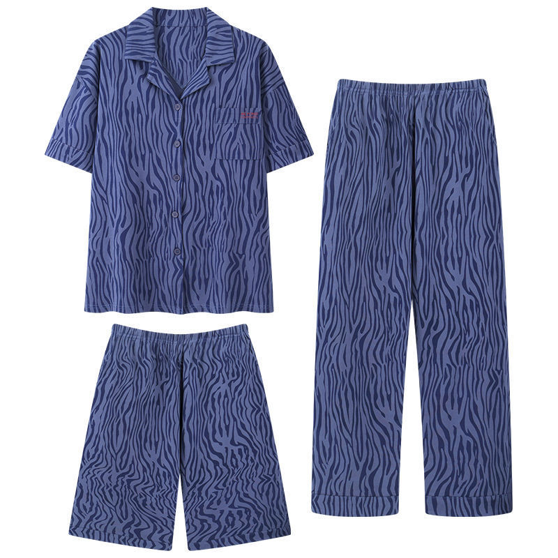 100% pijamas de algodón pantalones de manga corta de verano de los hombres ropa para el hogar pantalones cortos de verano casual traje de tres piezas