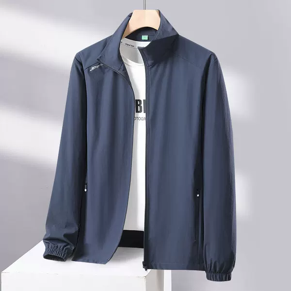 Ice Silk Sun Protection Clothing Men's Summer Outdoor Skin Clothing Sports Quick-Drying Cool Sun Protection Clothing Middle-Aged Stand-Up Collar Jacket