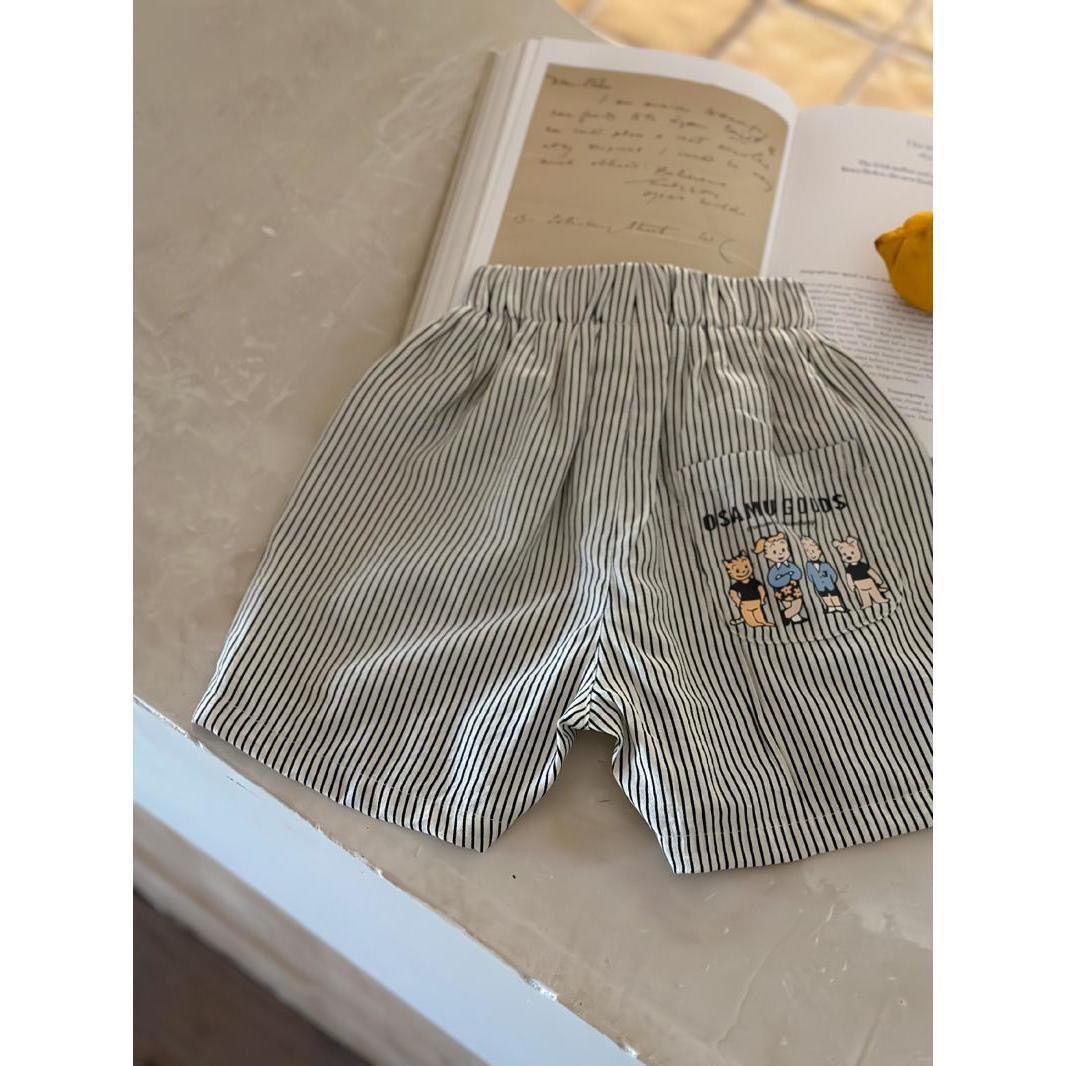 Black and white pinstripe shorts