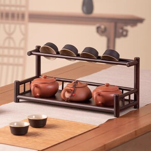 Vintage Desktop Tea Cup Rack Tea Room Tea Table Drain Storage Rack Chinese Small Bogu Rack Purple Sand Pot Tea Set Storage Rack