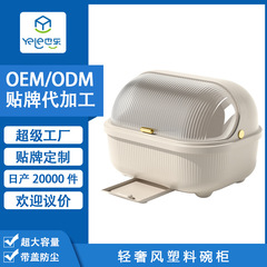 OEM貼牌代加工碗筷餐具收納盒特大號帶蓋防塵廚房置地式瀝水碗架