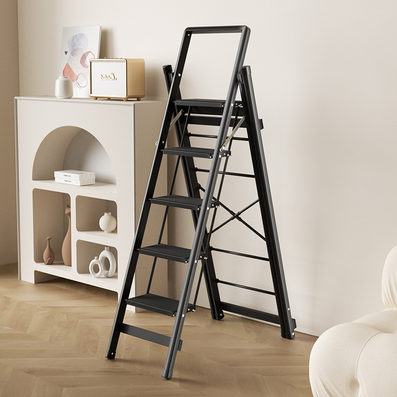 家庭用多機能両用ハンガーは炭素鋼の室内干し折り畳み人字はしご家庭用はしごを厚くする