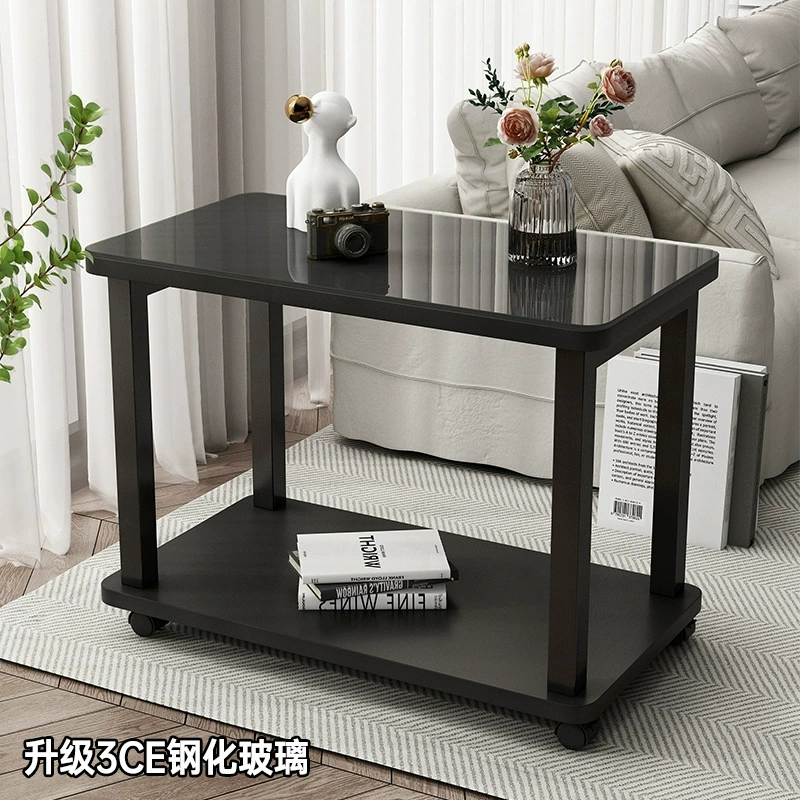 Приставной столик Диван Боковой шкаф Гостиная Бытовой журнальный столик из закаленного стекла Маленький столик Простой современный балкон Чайный маленький квадратный стол