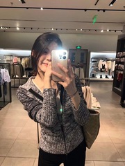 双拉链复古连帽长袖针织外套女秋季修身休闲开衫慵懒百搭气质上衣