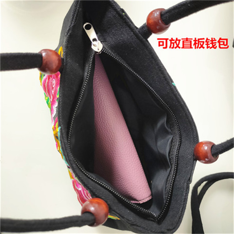 Suministro directo de fábrica bolso de estilo étnico de doble cara bordado lienzo pequeño bolso de mujer casual moda Retro