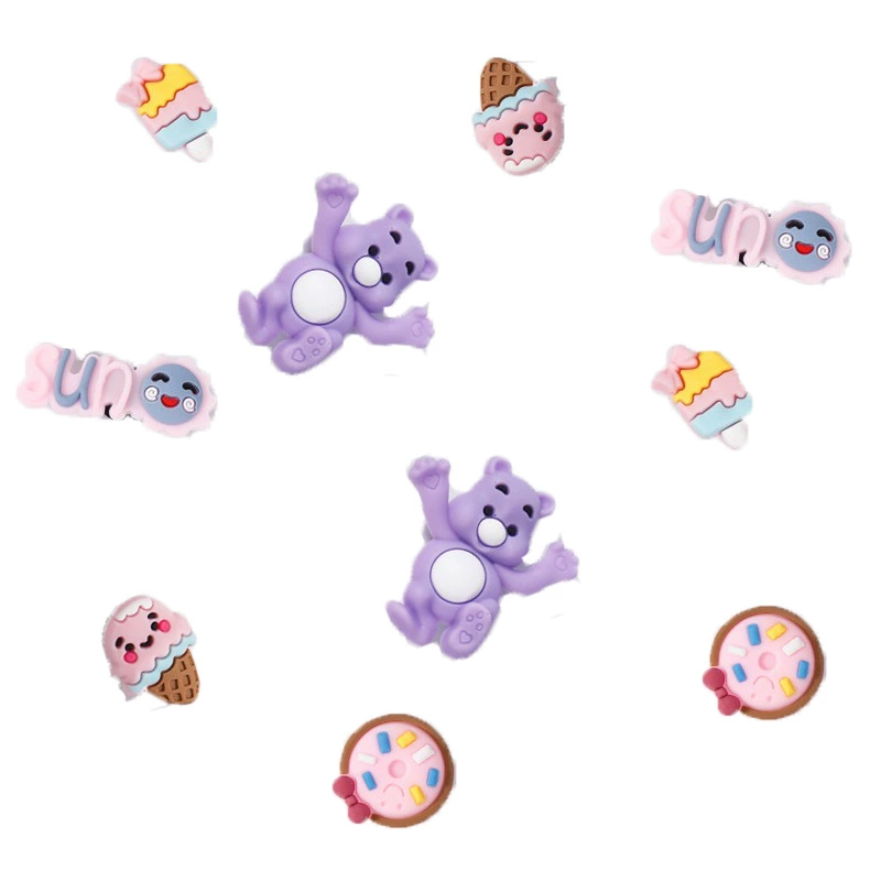 Пещера стерео фиолетовый медведь обувь цветочная пряжка DIY пещера обувь декоративная обувь аксессуары для обуви ПВХ мягкий клей