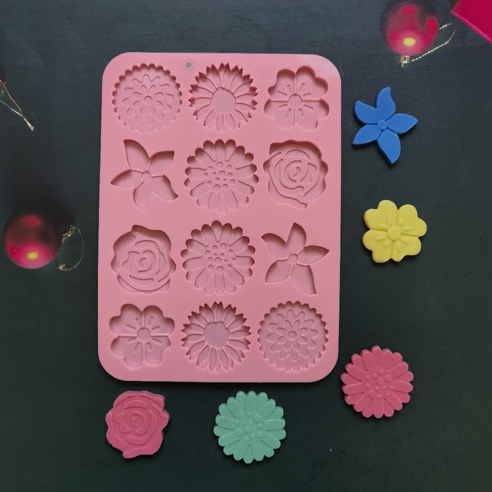 12 flores 287 molde de silicona pudín molde de postre decoración de pastel de cocina para hornear