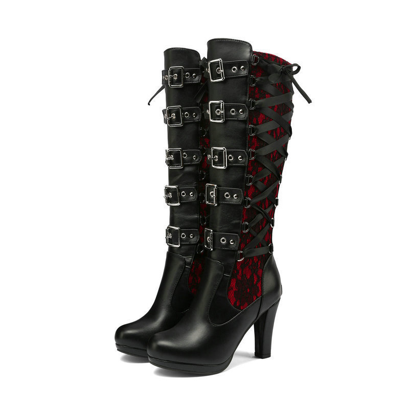 Autumn and Winter New Style Thick Heel Super High Heel Large Size Versatile Belt Buckle Stiletto High Boots Jgb2022N007008