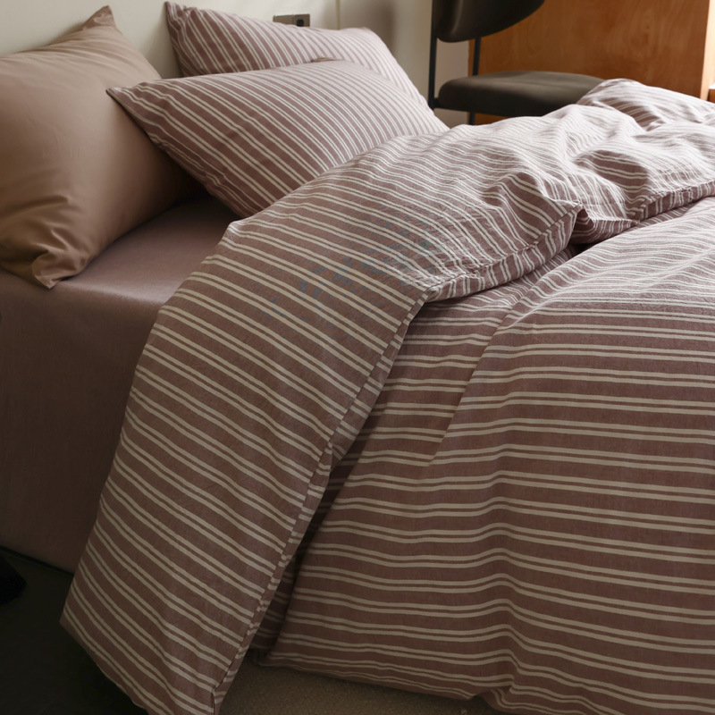 Japón sin impresión de algodón lavado con agua de cuatro piezas buen producto de algodón rayado conjunto de ropa de cama de algodón ancho conjunto de condiciones