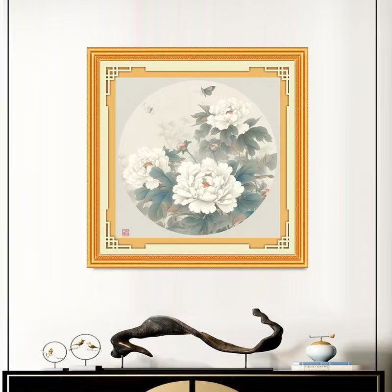 Mona Lisa real bordado cruzado peonía blanca peonía china dibujo de bordado cruzado simple a mano 10 bordado no completo image 1