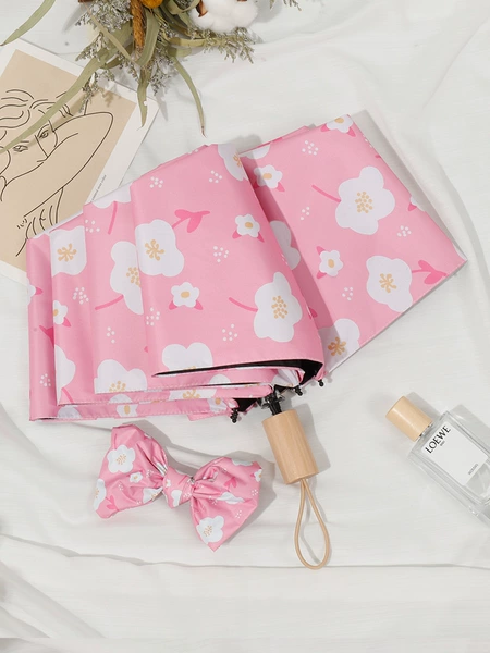 Three-fold manual-red plum pink flower