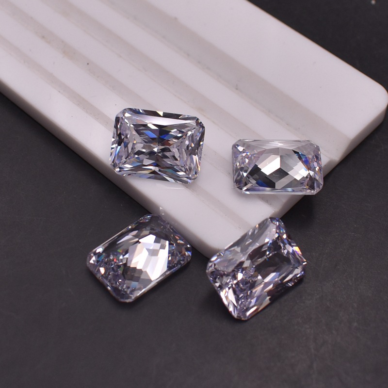 Transparent rectangular gemstone with zircon