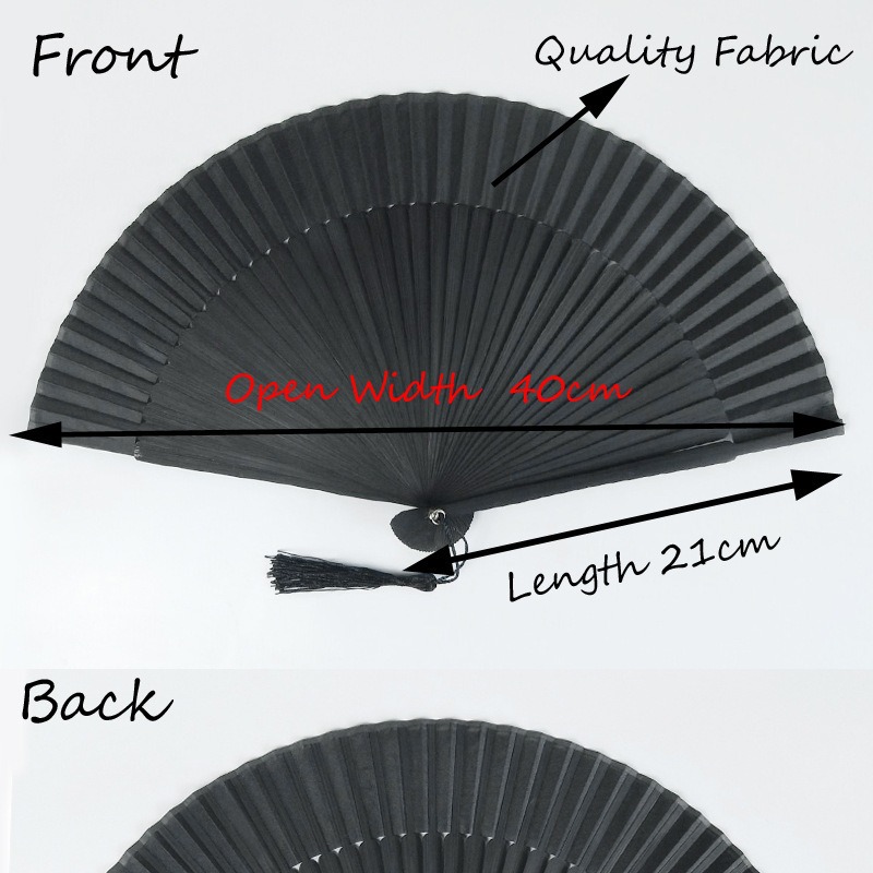 Hay en stock canción de ventilador de fila hueca transfronteriza pequeña bambú negro hueso negro superficie ventilador de fila con caja de regalo corto ventilador de bambú ligeramente lleno