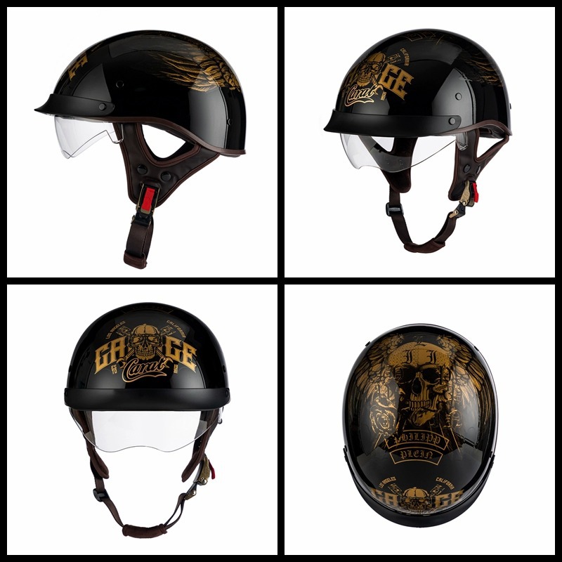 Electric Motorcycle Helmet Retro Half Helmet 3C Certified Fashionable Stylish Summer Sun Protection Cycling Scoop Helmet Factory Direct Sale