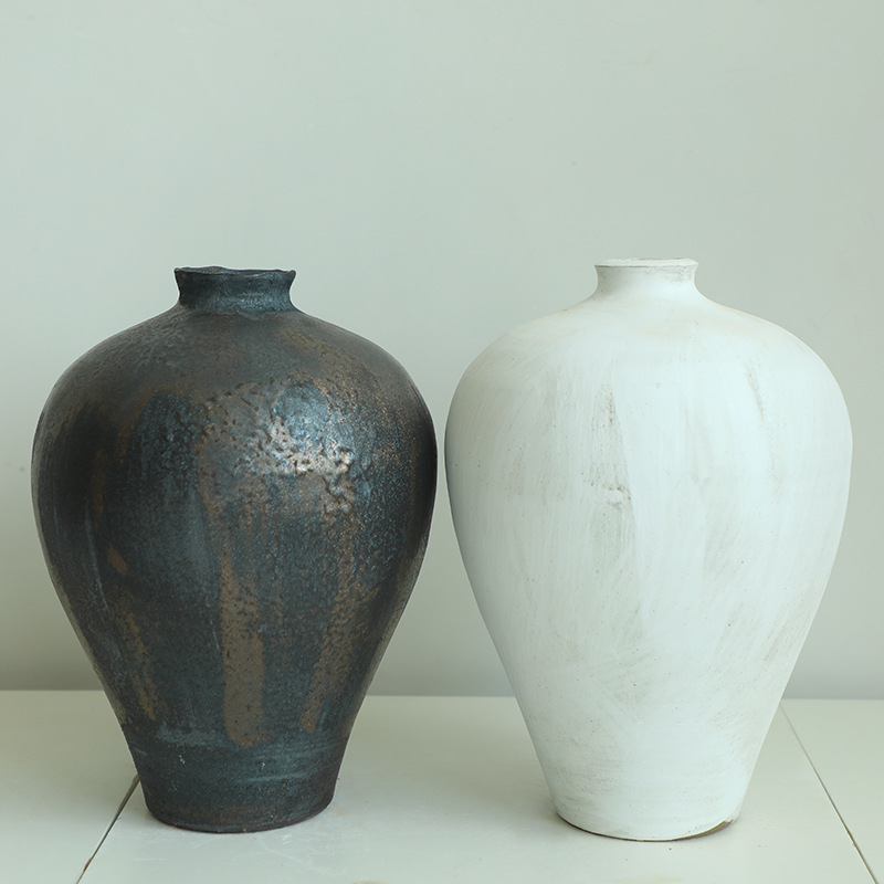 일본식 순수 수제 꽃병 Jingdezhen 도자기 차 공간 꽃 장식품 차 소품 소스 공장