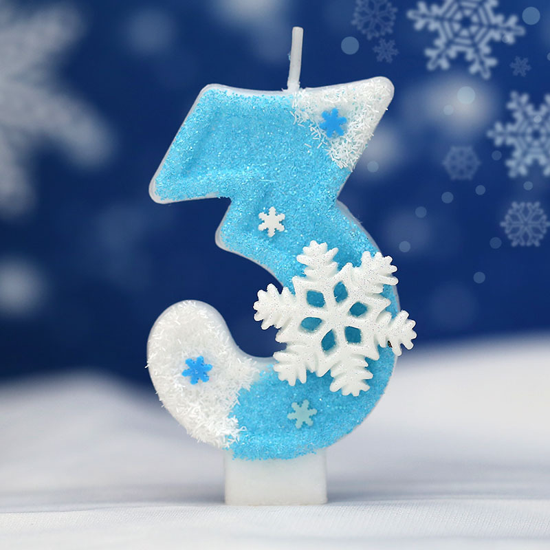白と青の大きな雪の結晶クリエイティブデジタル誕生日キャンドル新しいアマゾンクロスボーダーホットセール誕生日パーティーの装飾キャンドル|undefined