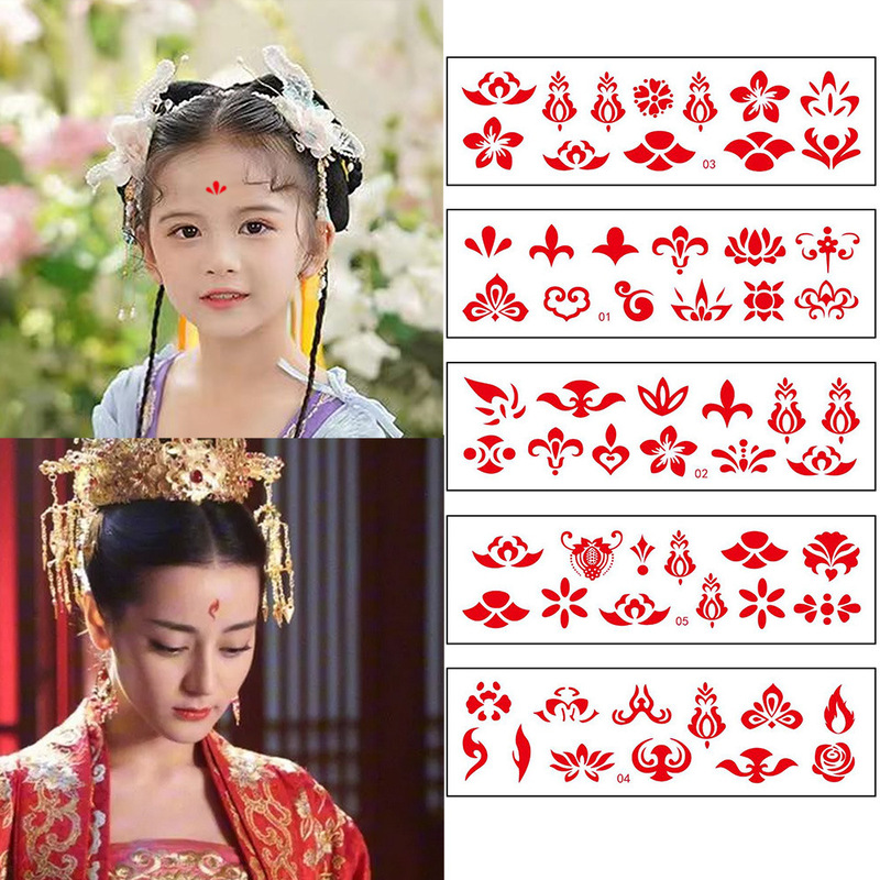 Han Dynasty Flower Ancient Style Eyebrow Stickers for Kindergarten Kidsren and Girls Forehead Stickers Chinese Style Tattoo Stickers Facial Printing Han Dynasty Flower Ancient Style Eyebrow Stickers for Kindergarten Kidsren and Girls Forehead Stickers Chinese Style Tattoo Stickers Facial Printing