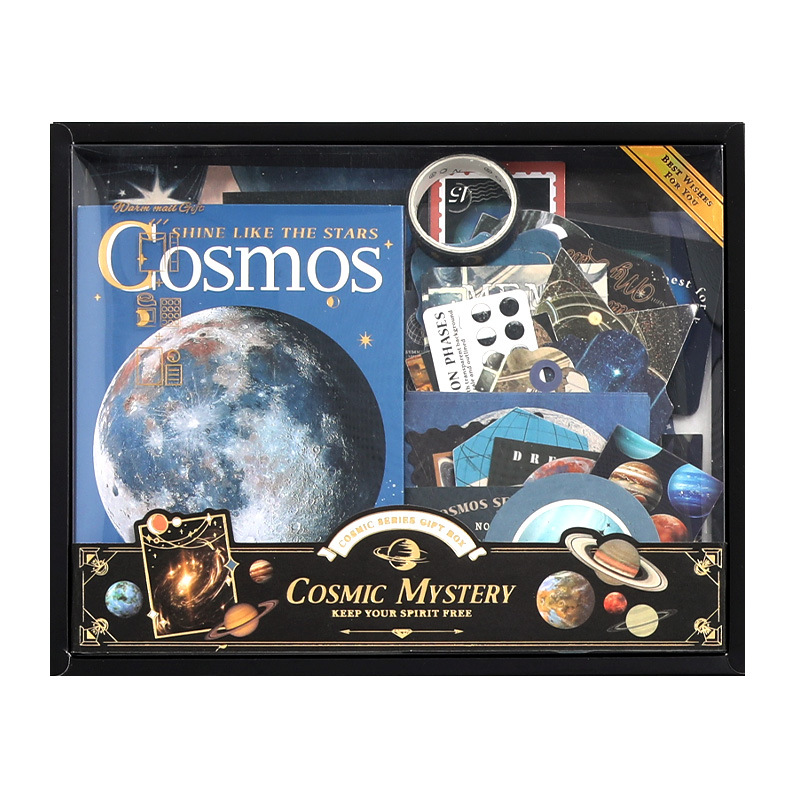 Serie de cosmos XinMou cálida nicho ciencia ficción estrella literatura y arte Inglés material collage pegatinas de cuentas de mano conjunto caja de regalo image 6