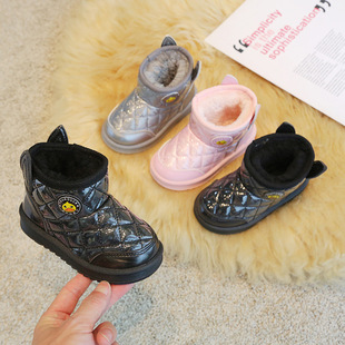 Children's Snow Boots Winter Skiing New Boys Waterproof Thickeneded Baby Cotton Shoes Soft Sole Girls Fleece-Lined to Heattech