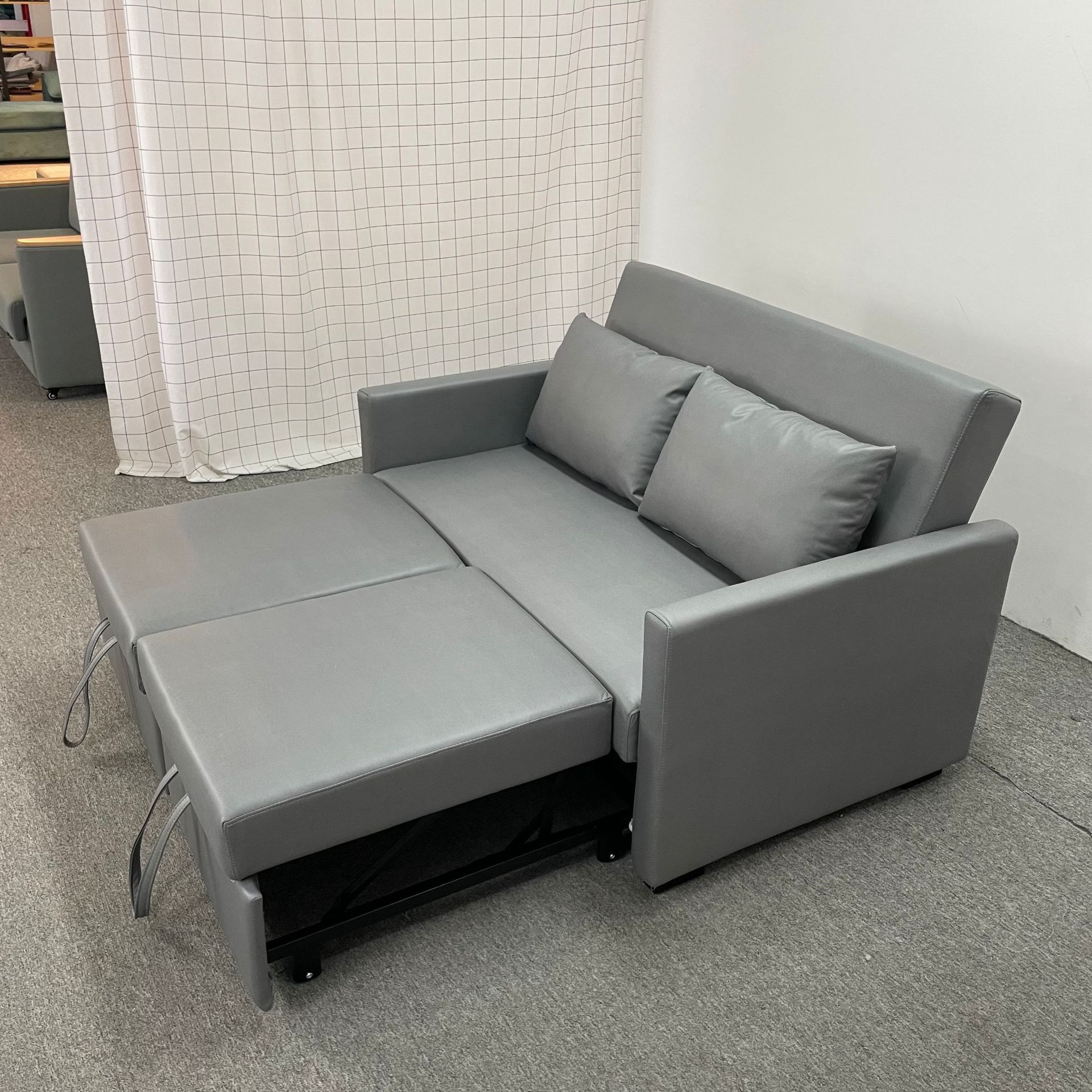 Trailer doble pequeño tipo de casa sofá de función sala de estar apartamento moderno simple viento sin lavar tecnología tela peinado image 4