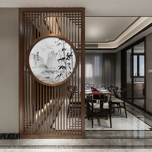 New Chinese Style Solid Wooden Screen Partition Living Room Modern Simple Entrance Cabinet Door Entrance Household Hollow Decoration