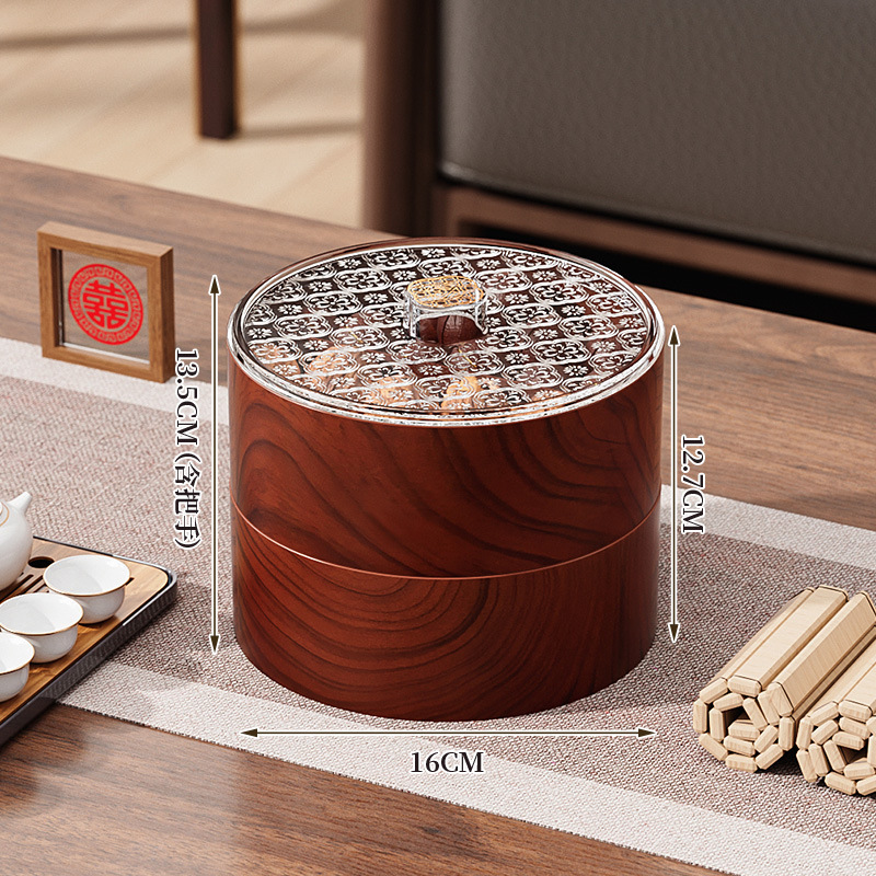 La Mesa de café de la Sala de estar de la nueva bandeja de frutos secos de madera China divide las cajas de caramelos y semillas de melón en varias capas y superpone las cajas de almacenamiento.