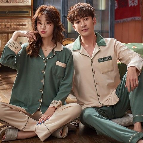 Más tamaño par pijamas manga larga 100% algodón de mediana edad y ancianos papá desgaste del hogar Primavera, otoño e invierno a cuadros desgaste del hogar