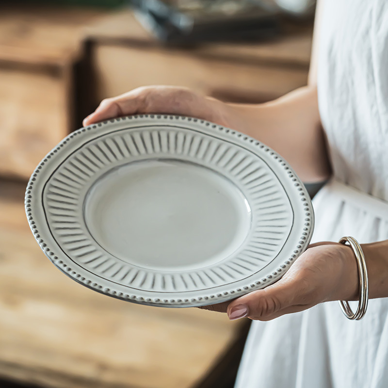 Relieve retro plato de comida occidental plato de filete de cerámica platos irregulares platos caseros platos de ensalada platos de pasta