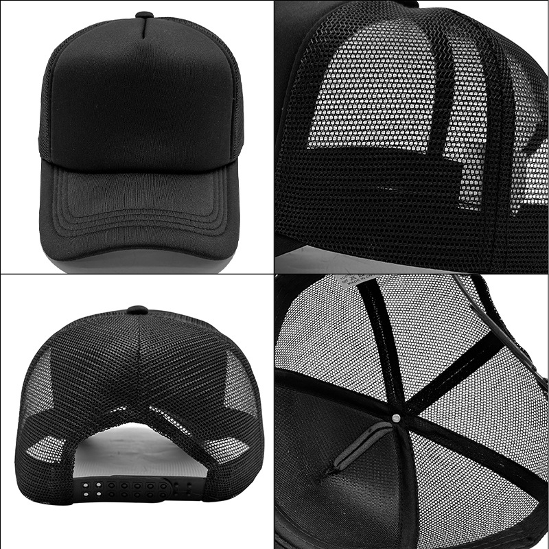 Gorra de malla de color sólido para exteriores transfronteriza, gorra con visera de protección solar, logo bordado, placa ligera transpirable, gorra de béisbol de malla al por mayor