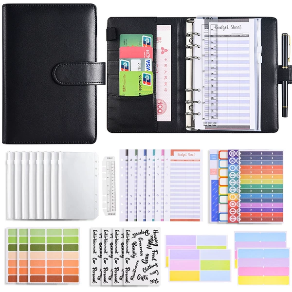 [Luxury Gift Pack] -Black (Budget Card 12+ zipper bag 8+ word stickers 2+ multi-function stickers 3+ calibration 1+color label 2+2)