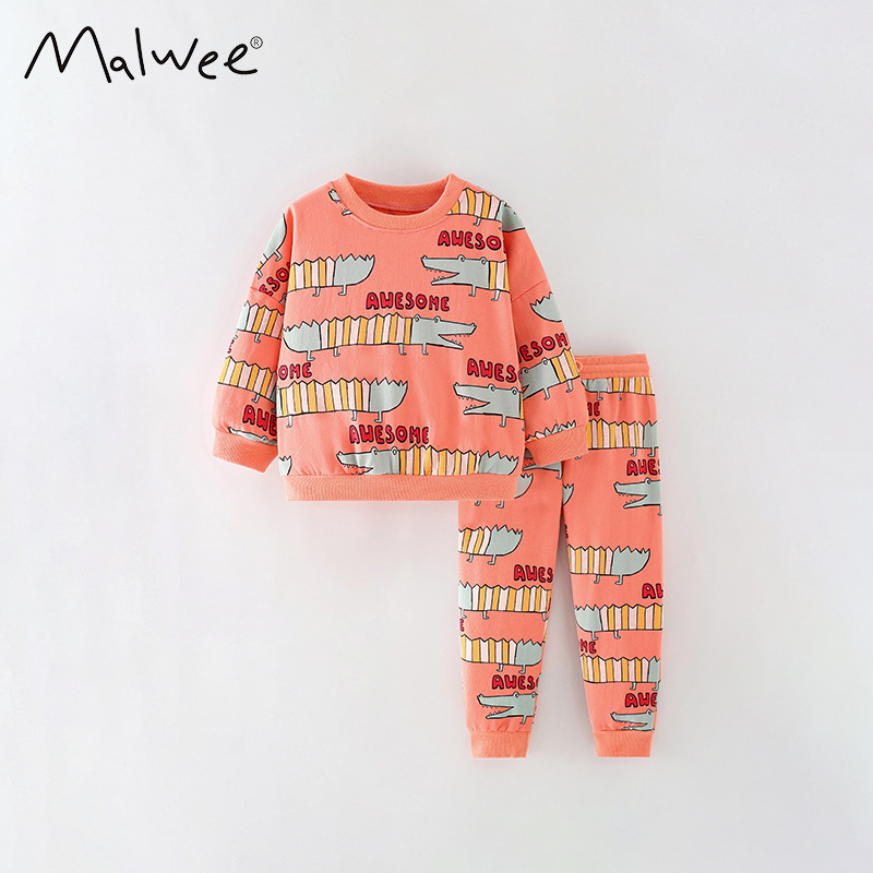 En stock malwee traje de suéter para niños otoño nuevo europeo y americano de los niños casuales ropa para niños cuello redondo traje de dos piezas