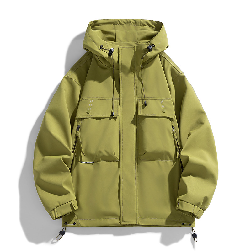 跨境批发新秋夹克男工装青少年连帽中学生宽松户外外套情一件代发