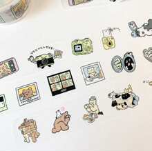 韩国withphantasia可爱小动物手帐装饰 周月计划胶带