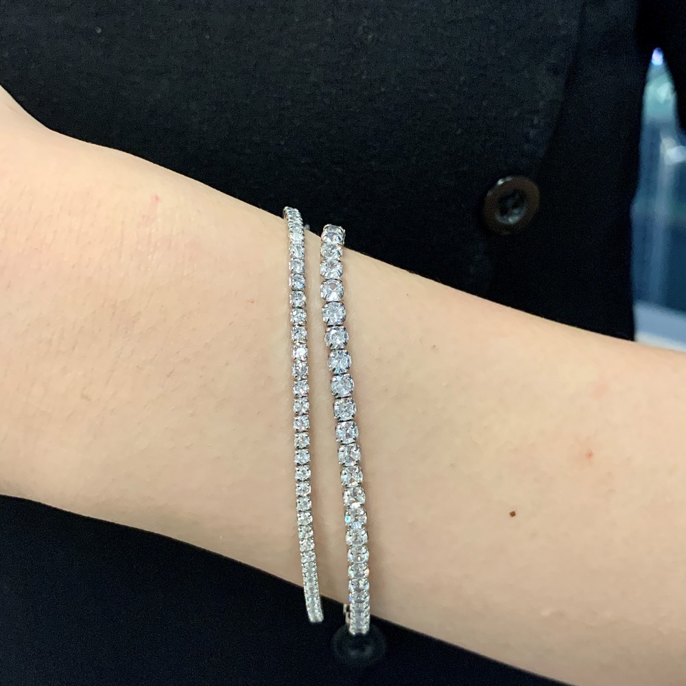 Fashion Solid Color Sterling Silver Plating Inlay Zircon Bracelets 1 Piece