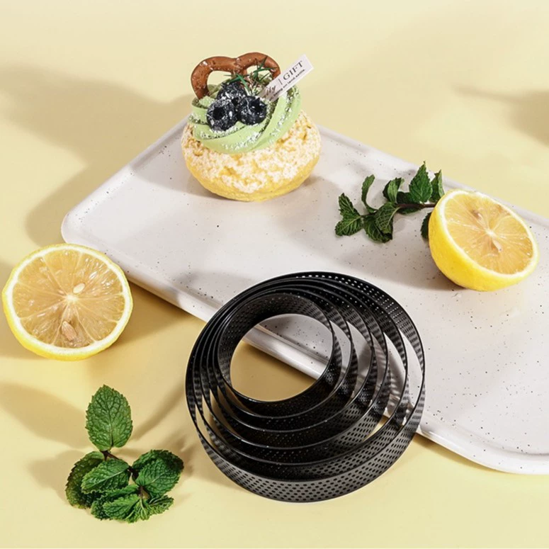 Круглая форма для торта из нержавеющей стали с отверстиями для крема, фруктового торта, тарта, мусса, чизкейка