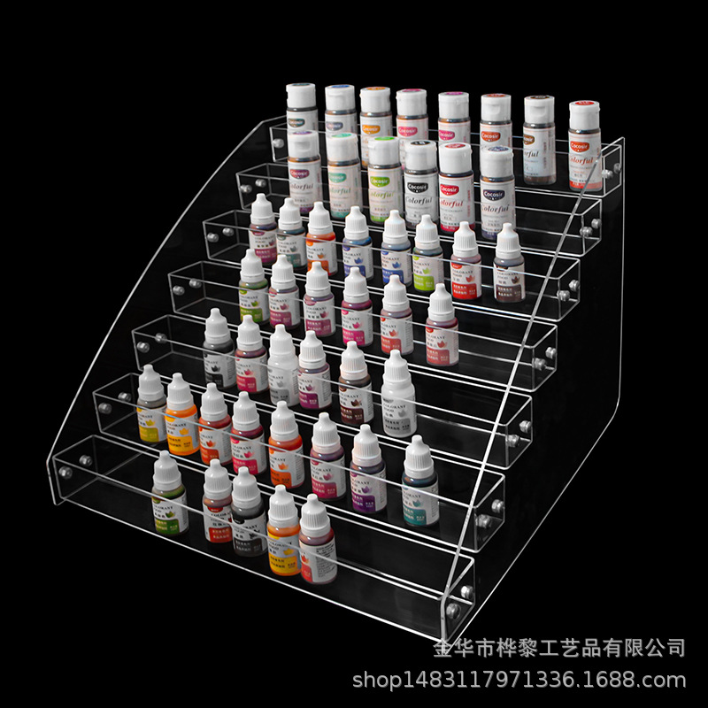 色素收纳架甜品店蛋糕店吧台烘焙裱花嘴收纳透明展示架台阶架多层