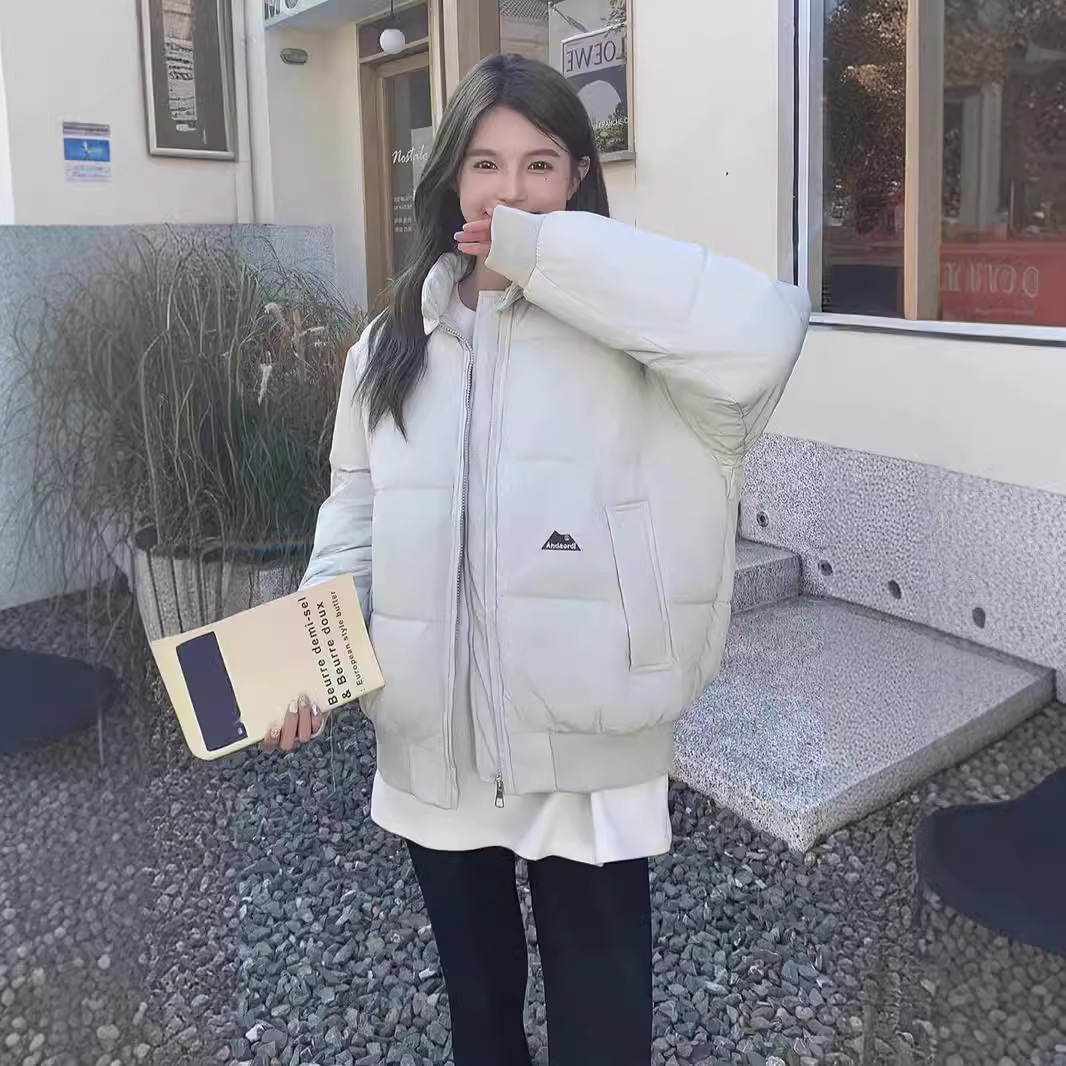 2024 otoño y invierno surcoreano Dongdamen nuevo temperamento de moda ropa de algodón de algodón de cuello vertical ropa de algodón de mujer abrigo corto image 4